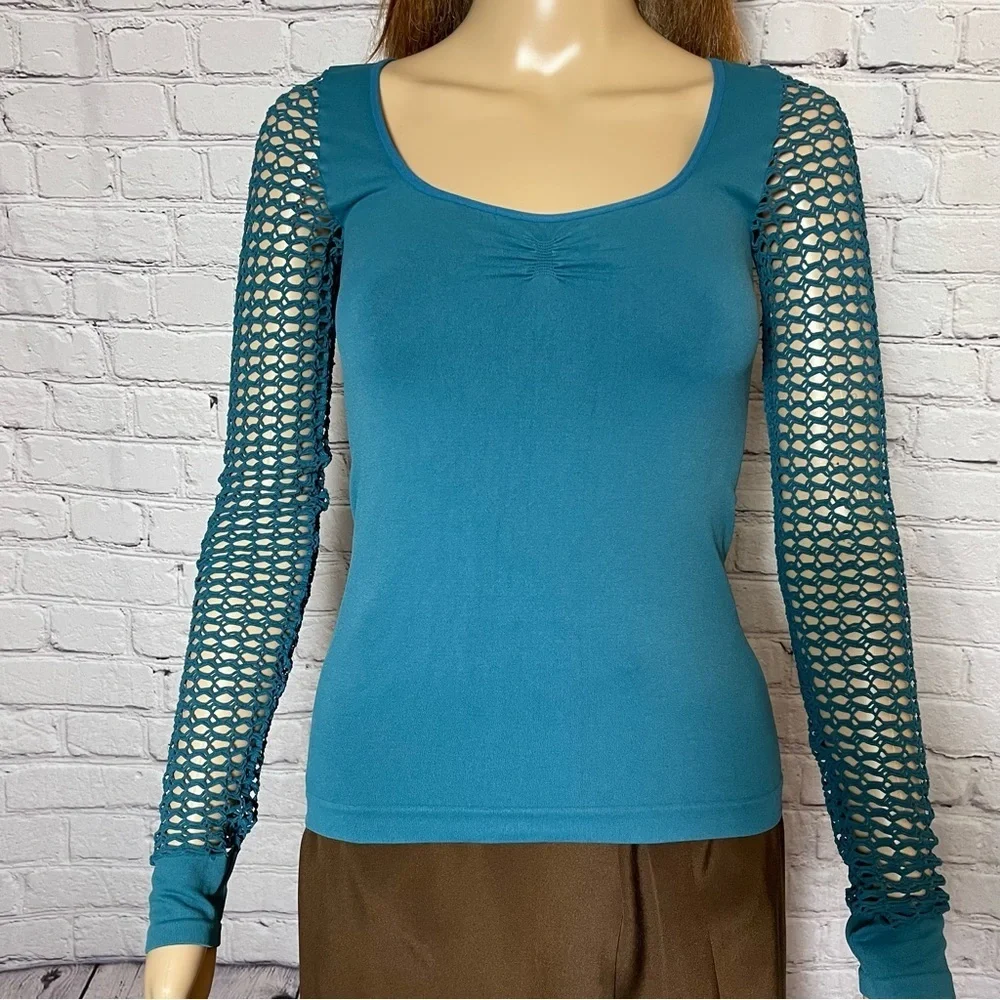 New Free People Conversation Starter Long-Sleeve Cami Teal Size M/L